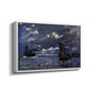 Angled view of A Seascape, Shipping by Moonlight, 1864 by Claude Monet in a white floater framed canvas.