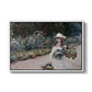 Young Girl in the Garden at Giverny, 1888 by Claude Monet in a white floater framed canvas wall art display.