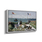 Angled view of Garden at Sainte-Adresse, 1867 by Claude Monet in a white floater framed canvas.