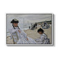 On the Beach at Trouville, 1870 by Claude Monet in a white floater framed canvas wall art display.