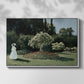 Front view of Woman in the Garden, Sainte-Adresse, 1867 by Claude Monet in a white floater framed canvas.