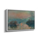 Angled view of Sunset on the Seine at Lavacourt, Winter Effect, 1880 by Claude Monet in a white floater framed canvas.