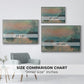 Size comparison chart for white floater framed canvas featuring Sunset on the Seine at Lavacourt, Winter Effect, 1880 by Claude Monet.