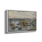 Angled view of Bridge at Argenteuil on a Gray Day, c. 1876 by Claude Monet in a white floater framed canvas.
