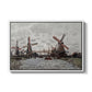 Windmills near Zaandam, 1871 by Claude Monet in a white floater framed canvas wall art display.
