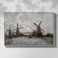 Front view of Windmills near Zaandam, 1871 by Claude Monet in a white floater framed canvas.