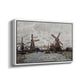 Angled view of Windmills near Zaandam, 1871 by Claude Monet in a white floater framed canvas.