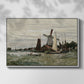 Front view of Windmill at Zaandam, 1871 by Claude Monet in a white floater framed canvas.