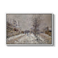 The Boulevard de Pontoise at Argenteuil, Snow Effect, 1875 by Claude Monet in a white floater framed canvas wall art display.