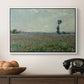 Poppy Field, 1881 by Claude Monet in a white floater framed canvas displayed above a console table in a hallway, featuring a natural field scene with vibrant red flowers.
