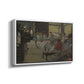 Angled view of The Dance Class, c. 1873 by Edgar Degas in a white floater framed canvas.