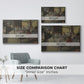 Size comparison chart for white floater framed canvas featuring The Dance Class, c. 1873 by Edgar Degas.