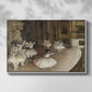 Front view of The Rehearsal of the Ballet Onstage, 1874 by Edgar Degas in a white floater framed canvas.