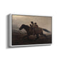 Angled view of A Ride for Liberty – The Fugitive Slaves, c. 1862 by Eastman Johnson in a white floater framed canvas.