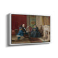 Angled view of The Brown Family, 1869 by Eastman Johnson in a white floater framed canvas.