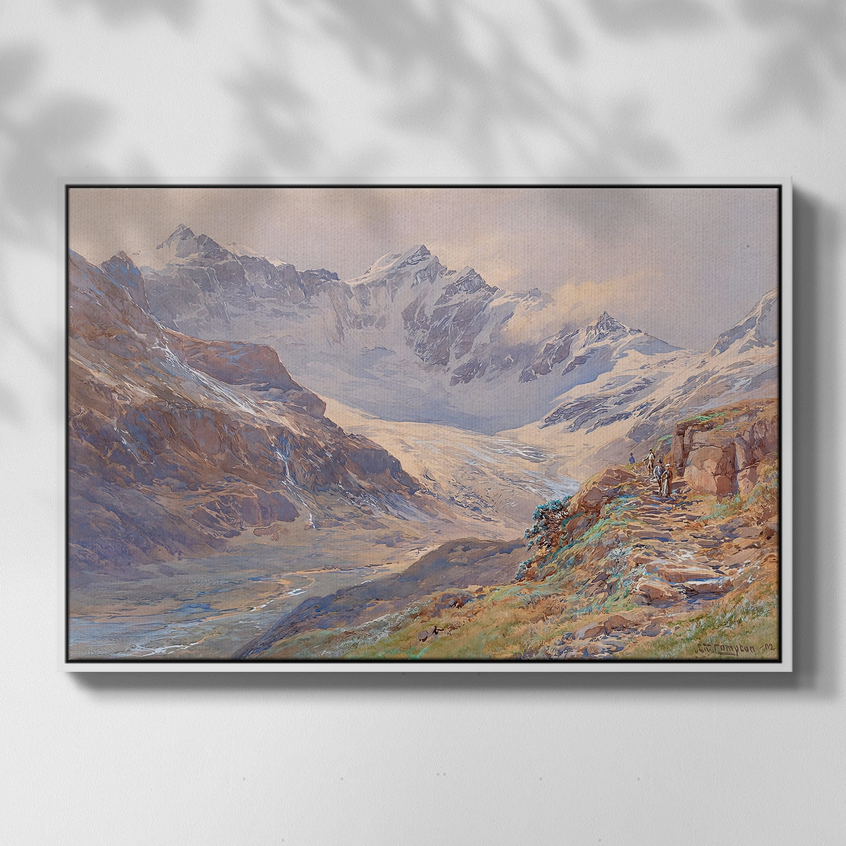 Front view of Odenwinklkees with the Johannisberg, 1902 by Edward Theodore Compton in a white floater framed canvas.