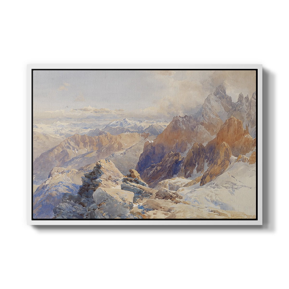 Col du Géant, 1903 by Edward Theodore Compton in a white floater framed canvas wall art display.