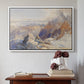 White floater framed canvas featuring Col du Géant, 1903 by Edward Theodore Compton above an entryway table in a minimalist foyer.
