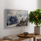 The Grossglockner, 1880 by Edward Theodore Compton, presented in a white floater framed canvas featuring a towering mountain peak rising above rocky alpine landscape, displayed above a hallway console table.