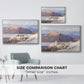 Size comparison chart for white floater framed canvas featuring Hoher Göll from Watzmann-Hocheck, 1919 by Edward Theodore Compton.
