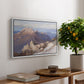 Hoher Göll from Watzmann-Hocheck, 1919 by Edward Theodore Compton, presented in a white floater framed canvas featuring a distant mountain peak viewed from elevated ridge with sweeping landscape, displayed above a hallway console table.
