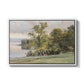 Landscape at Lake Starnberg, 1890 by Edward Theodore Compton in a white floater framed canvas wall art display.