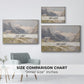 Size comparison chart for white floater framed canvas featuring Shepherds (Pasterze), c. 1921 by Edward Theodore Compton.