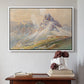 White floater framed canvas featuring From the Dolomites, 1904 by Edward Theodore Compton above an entryway table in a minimalist foyer.