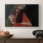 Cardinal and Nun (Caress), 1912 by Egon Schiele in a white floater framed canvas displayed above a console table in a hallway, featuring an intimate scene with religious figures in modernist style.