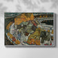 Front view of Crescent of Houses II (Island Town), 1915 by Egon Schiele in a white floater framed canvas.