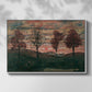 Front view of Four Trees, 1917 by Egon Schiele in a white floater framed canvas.