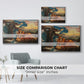 Size comparison chart for white floater framed canvas featuring Earthbound, 1897 by Evelyn De Morgan.