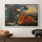 Earthbound, 1897 by Evelyn De Morgan in a white floater framed canvas displayed above a console table in a hallway, featuring a classical-style figure lying in ornate, mystical environment.