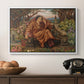 A Soul in Hell, c. 1901-1902 by Evelyn De Morgan in a white floater framed canvas displayed above a console table in a hallway, featuring an emotional scene representing torment and spiritual struggle.