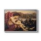 The Angel with the Serpent, c. 1870-1875 by Evelyn De Morgan in a white floater framed canvas wall art display.