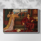 Front view of The Gilded Cage, c. 1901-1902 by Evelyn De Morgan in a white floater framed canvas.