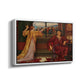 Angled view of The Gilded Cage, c. 1901-1902 by Evelyn De Morgan in a white floater framed canvas.