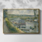 Front view of Wash-House Boat at Bas-Meudon, c. 1874 by Pierre-Auguste Renoir in a gold floater framed canvas.