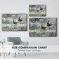 Size comparison chart for gold floater framed canvas featuring Common Swifts, 1886 by Bruno Liljefors.