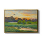 Flying Duck at Sunset, 1924 by Bruno Liljefors in a gold floater framed canvas wall art display.