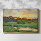 Front view of Flying Duck at Sunset, 1924 by Bruno Liljefors in a gold floater framed canvas.