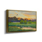 Angled view of Flying Duck at Sunset, 1924 by Bruno Liljefors in a gold floater framed canvas.