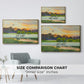 Size comparison chart for gold floater framed canvas featuring Flying Duck at Sunset, 1924 by Bruno Liljefors.