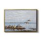Greylag Geese (Grågäss), 1922 by Bruno Liljefors in a gold floater framed canvas wall art display.