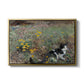 Cat on a Flowery Meadow, 1887 by Bruno Liljefors in a gold floater framed canvas wall art display.
