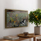 Cat on a Flowery Meadow, 1887 by Bruno Liljefors, presented in a gold floater framed canvas featuring a cat crouching in a meadow filled with wildflowers and greenery, displayed above a hallway console table.
