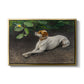 Portrait of a Dog, 1891 by Bruno Liljefors in a gold floater framed canvas wall art display.