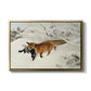 Fox in Snow Landscape, 1900 by Bruno Liljefors in a gold floater framed canvas wall art display.