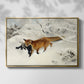 Front view of Fox in Snow Landscape, 1900 by Bruno Liljefors in a gold floater framed canvas.