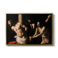 The Flagellation of Christ at the Column (Rouen Version), 1606 by Caravaggio in a gold floater framed canvas wall art display.